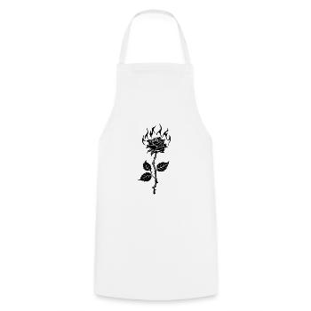Brennende Rose Blume - Kochschürze - Weiß - Vorne - AI Model Male 185 dark (185cm)