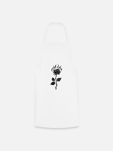 Brennende Rose Blume - Kochschürze - Weiß