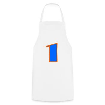 1 YEAR. 1ST ANNIVERSARY. BIRTHDAY 1 YEAR. ONE - Cooking Apron - white - Front - AI Model Male 185 dark (185cm)