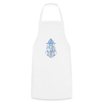 Psy Goa Trance Ganesha Shiva Zen hash grass LSD - Cooking Apron - white - Front - AI Model Male 185 dark (185cm)
