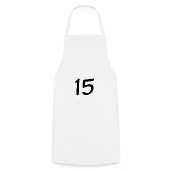 15. 15 ANS. 15e ANNIVERSAIRE. ANNIVERSAIRE 15 ANS. - Tablier de cuisine - blanc - Devant - AI Model Male 185 dark (185cm)