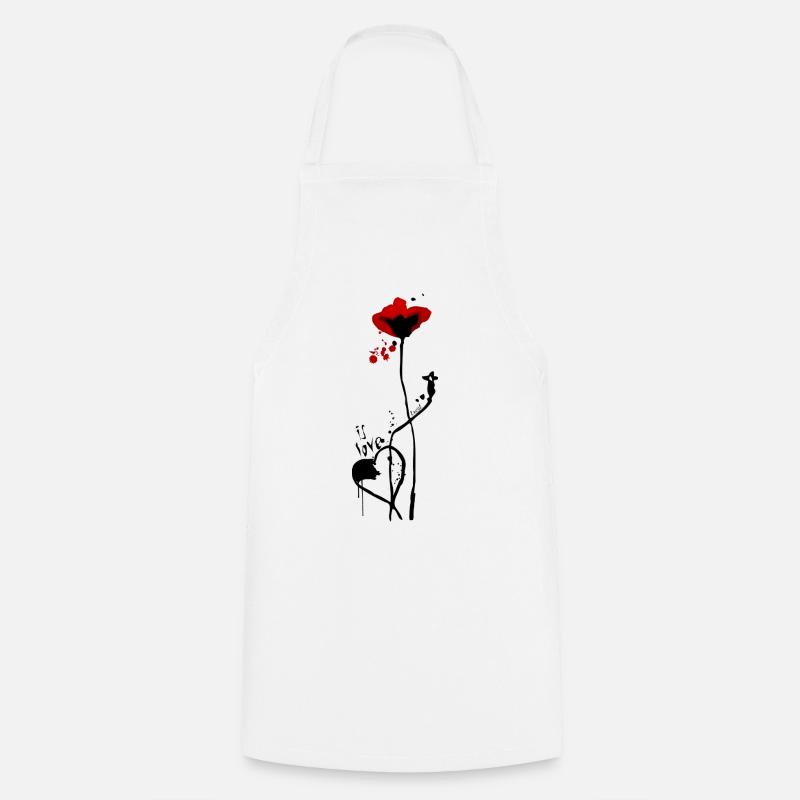 C’est l’amour.. avec design coquelicot - Tablier de cuisine - blanc