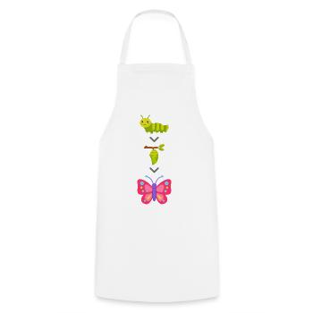 Transformation de chenille en papillon - Tablier de cuisine - blanc - Devant - AI Model Male 185 dark (185cm)