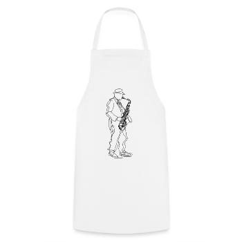 Saxophonspieler Line Art - Kochschürze - Weiß - Vorne - AI Model Male 185 dark (185cm)