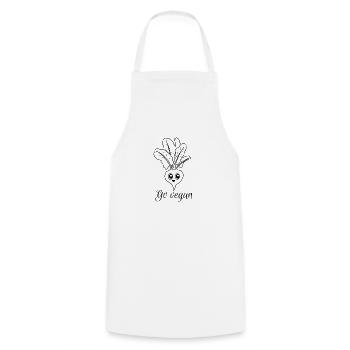 Rübe-go vegan! - Kochschürze - Weiß - Vorne - AI Model Male 185 dark (185cm)