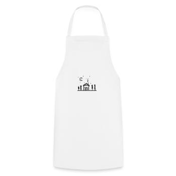 Starry mountains over hut - Cooking Apron - white - Front - AI Model Male 185 dark (185cm)