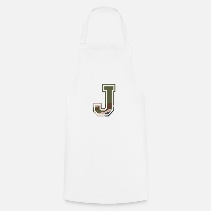 J, Monogramme, Camouflage Vert-Marron - Tablier de cuisine - blanc