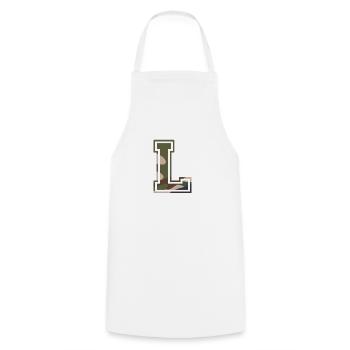 L, Monogram, Camouflage Green-Brown - Cooking Apron - white - Front - AI Model Male 185 dark (185cm)