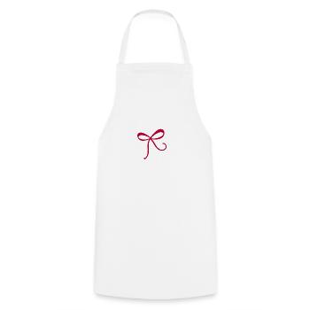 Red ribbon - Cooking Apron - white - Front - AI Model Male 185 dark (185cm)