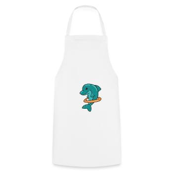 Dolphin with swim ring vintage style vacation ocean - Cooking Apron - white - Front - AI Model Male 185 dark (185cm)