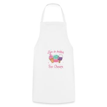 La vie est meilleure avec un cadeau de crème glacée - Tablier de cuisine - blanc - Devant - AI Model Male 185 dark (185cm)
