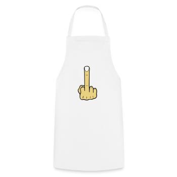 mittelfinger lang 02 - Kochschürze - Weiß - Vorne - AI Model Male 185 dark (185cm)