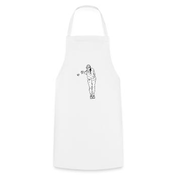 Petanque Spielerin Rechtshänderin - Kochschürze - Weiß - Vorne - AI Model Male 185 dark (185cm)