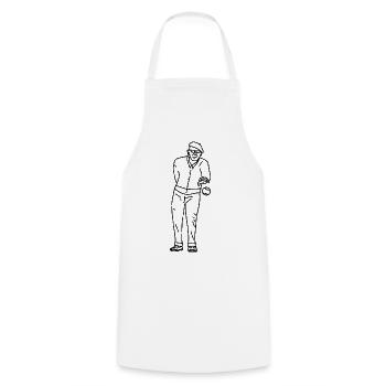 Petanque Spieler Linkshänder - Kochschürze - Weiß - Vorne - AI Model Male 185 dark (185cm)
