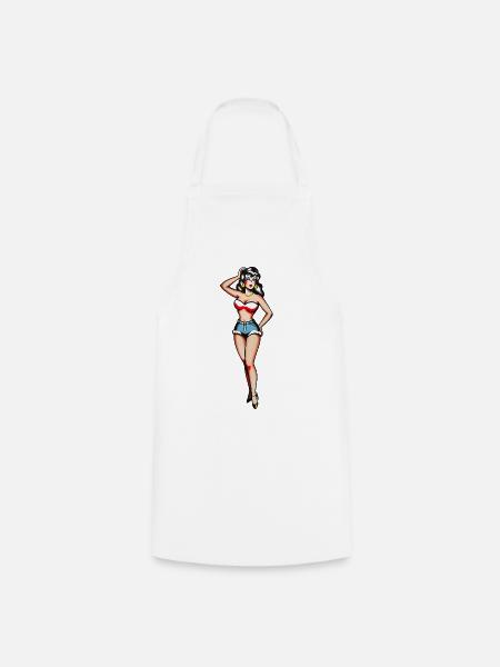 Klassisches Tattoo-Pin-up-Mädchen - Kochschürze - Weiß
