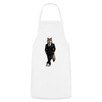 Wolf im eleganten Anzug - Kochschürze - Weiß - Vorne - AI Model Male 185 dark (185cm)