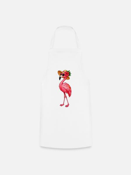 Flamingo Sommerhut Flair - Kochschürze - Weiß