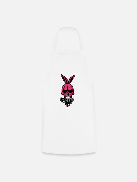 tod kaninchenohr kopf schaedel granate 1 - Tablier de cuisine - blanc