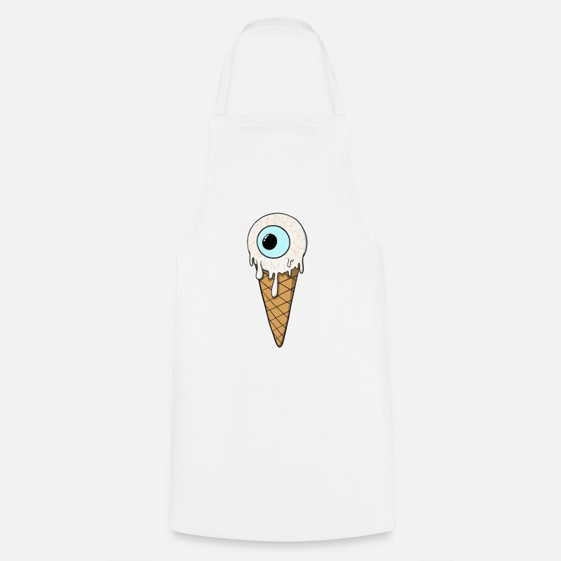 Crème pour les yeux | Crème glacée | Crème glacée | Glace avec un œil - Tablier de cuisine - blanc