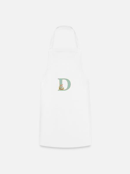 Buchstabe D, Monogramm, Blumen, Hase - Kochschürze - Weiß