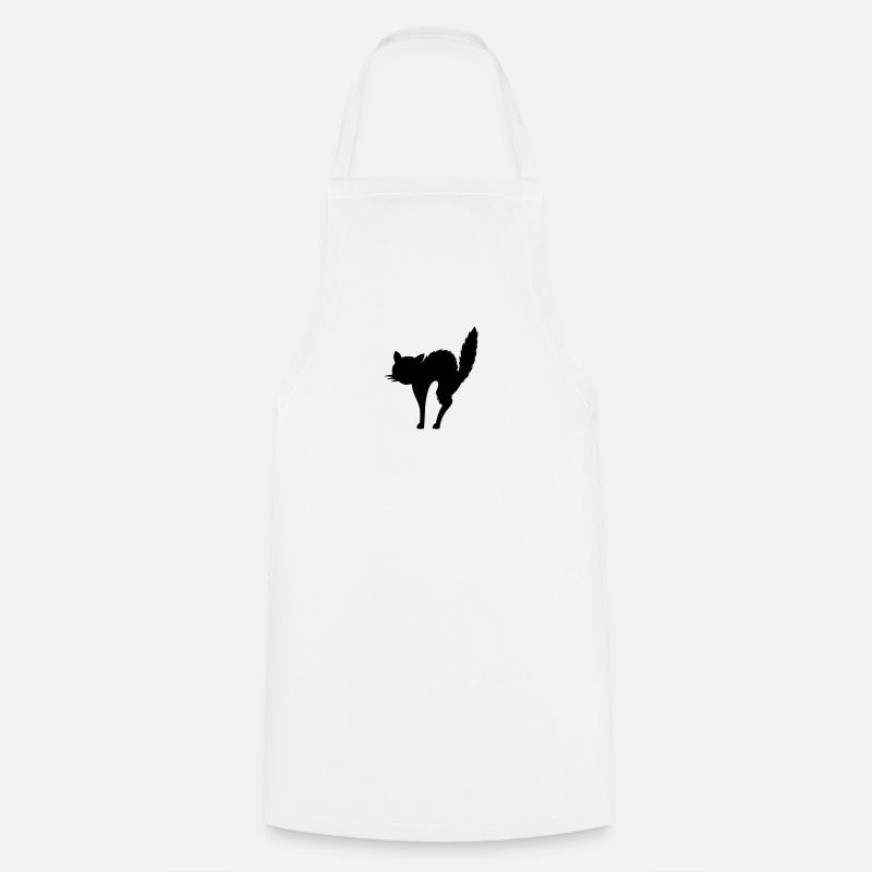 erschreckte Katze - Kochschürze - Weiß
