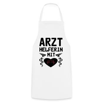 Arzthelferin mit Herz Geschenk - Kochschürze - Weiß - Vorne - AI Model Male 185 dark (185cm)