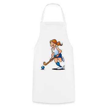 Full Color Field Hockey Girl Design - Cooking Apron - white - Front - AI Model Male 185 dark (185cm)
