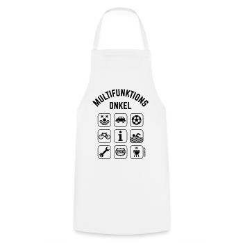 Multifunktions Onkel (9 Icons) - Kochschürze - Weiß - Vorne - AI Model Male 185 dark (185cm)