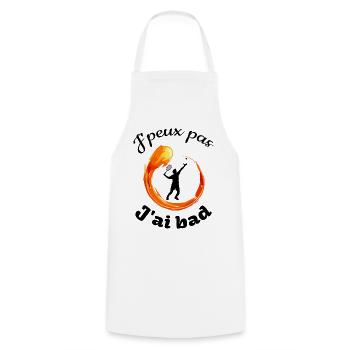 j'peux pas j'ai bad fond blanc badminton humour - Tablier de cuisine - blanc - Devant - AI Model Male 185 dark (185cm)