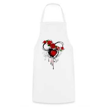 Rosenherz Graffiti Tropfen - Kochschürze - Weiß - Vorne - AI Model Male 185 dark (185cm)