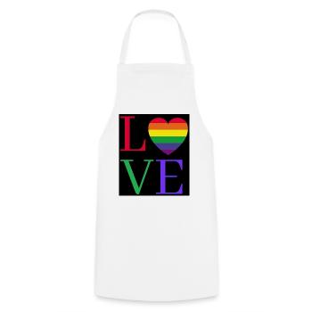 Rainbow Love Heart Pride Sticker - Kochschürze - Weiß - Vorne - AI Model Male 185 dark (185cm)