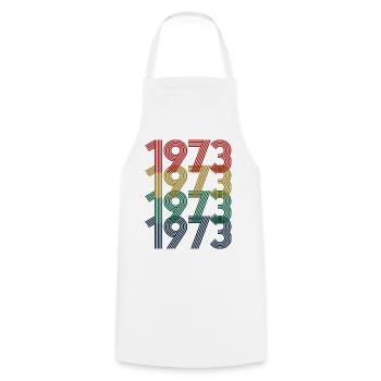 Cool Retro 1973, 50 ans, cadeau de 50e anniversaire - Tablier de cuisine - blanc - Devant - AI Model Male 185 dark (185cm)