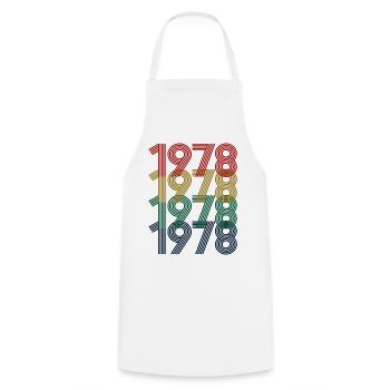Cool Retro 1978, 44 ans, cadeau de 44e anniversaire - Tablier de cuisine - blanc - Devant - AI Model Male 185 dark (185cm)