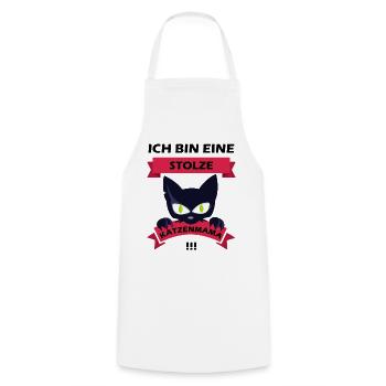 Stolze Katzenmama - Kochschürze - Weiß - Vorne - AI Model Male 185 dark (185cm)