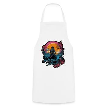 Chinese Warrior emerging from sunset, vector - Tablier de cuisine - blanc - Devant - AI Model Male 185 dark (185cm)