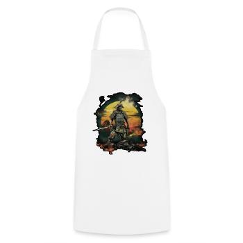 Chinese Warrior emerging from sunset, vector - Tablier de cuisine - blanc - Devant - AI Model Male 185 dark (185cm)