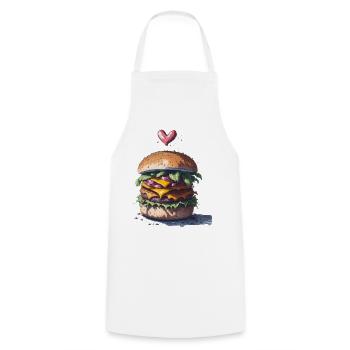 Burger - Kochschürze - Weiß - Vorne - AI Model Male 185 dark (185cm)