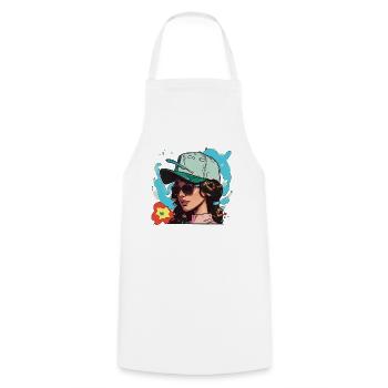 Pyro Girl - Cooking Apron - white - Front - AI Model Male 185 dark (185cm)