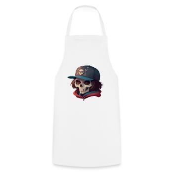 Skull with Long Hair - Cooking Apron - white - Front - AI Model Male 185 dark (185cm)