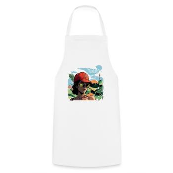 Asian Woman in Thailand - Cooking Apron - white - Front - AI Model Male 185 dark (185cm)