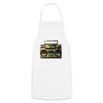 Goldener Ghettoblaster - Kochschürze - Weiß - Vorne - AI Model Male 185 dark (185cm)