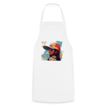 Stylish Woman with Snapback Hat - Cooking Apron - white - Front - AI Model Male 185 dark (185cm)