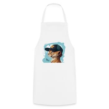 Cool Lion - Cooking Apron - white - Front - AI Model Male 185 dark (185cm)