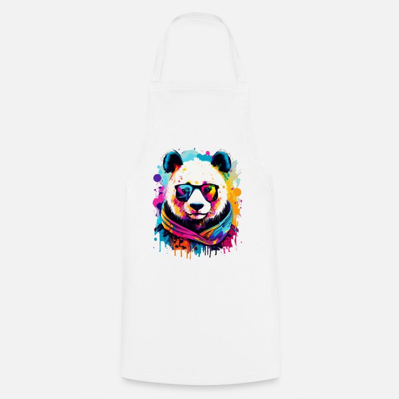 Panda Farbenfroh - Pandabär Bunt - Panda Bär - Kochschürze - Weiß