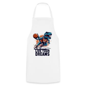 Cadeau de basket-ball T-Rex Dinosaur Dreams - Tablier de cuisine - blanc - Devant - AI Model Male 185 dark (185cm)