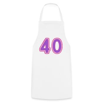 40. 40 ANS. 40e ANNIVERSAIRE. ANNIVERSAIRE 40 ANS. - Tablier de cuisine - blanc - Devant - AI Model Male 185 dark (185cm)