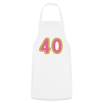 40. 40 YEARS. 40th ANNIVERSARY - Cooking Apron - white - Front - AI Model Male 185 dark (185cm)