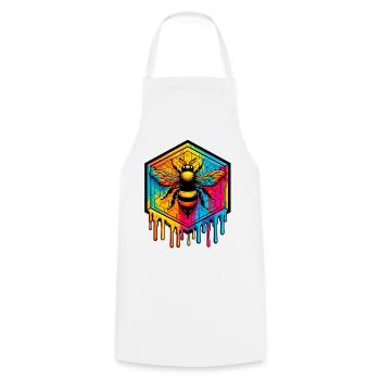 Bee - Cooking Apron - white - Front - AI Model Male 185 dark (185cm)
