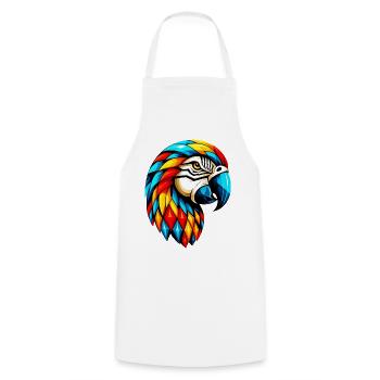 Harlequin Parrot - Cooking Apron - white - Front - AI Model Male 185 dark (185cm)