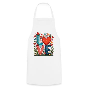 AMOUR - Coeurs et Fleurs - Tablier de cuisine - blanc - Devant - AI Model Male 185 dark (185cm)
